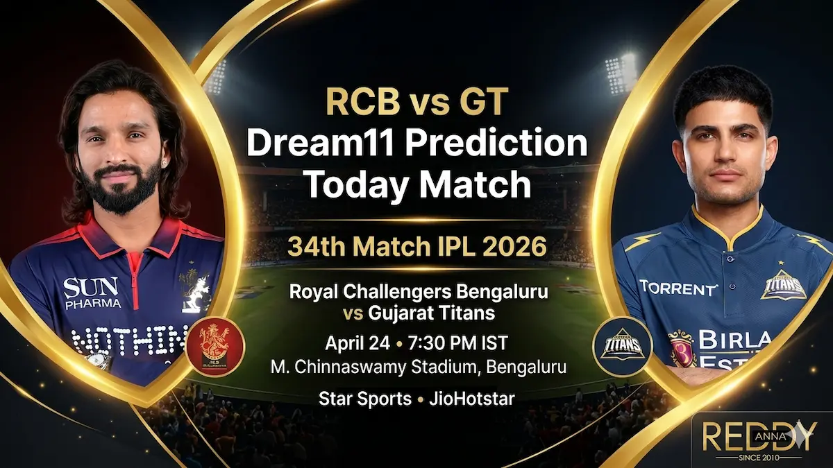 RCB vs GT Dream11 Prediction Today Match 34th IPL 2026