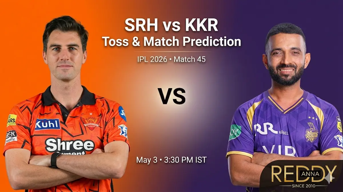 SRH vs KKR Toss & Match Prediction 45th Match IPL 2026